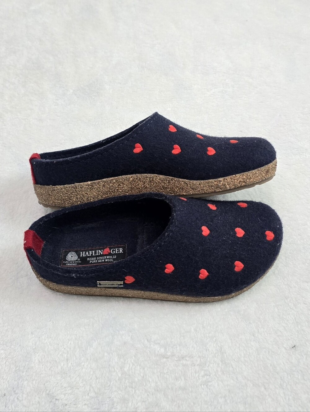 Women's Haflinger Grizzly Couricini Slippers Heart Clogs Wool Shoes Size 8 Flats - Picture 4 of 9